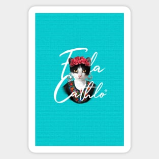 Acqua TXW back Cat Frida Cathlo version of - Frida Kahlo Sticker